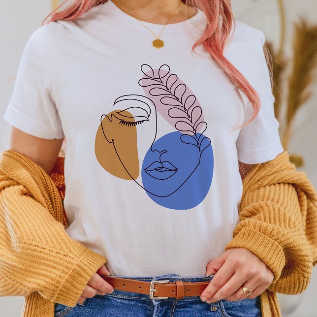 Minsta Abstrakt Ansikte Porträtt Line Art Teckning T Shirt (Skapare uppladdad)