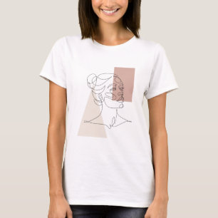 Minsta Abstrakt Ansikte Porträtt Line Art Teckning T Shirt