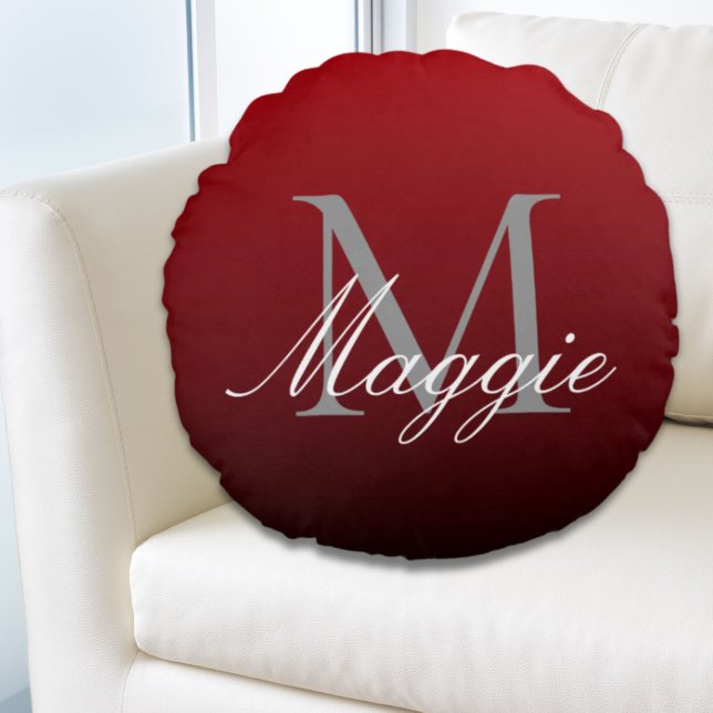 minsta abstrakt marsala röd burgundarnos rund kudde (minimalist abstract marsala red burgundy maroon round pillow)