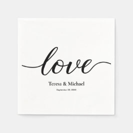 Minsta anpassade namn, skript Kärlek Black Bröllop Pappersservett