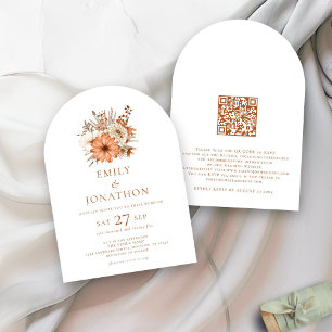 Minsta antal Blommigtar QR-kod Bröllop Arch Inbjudningar