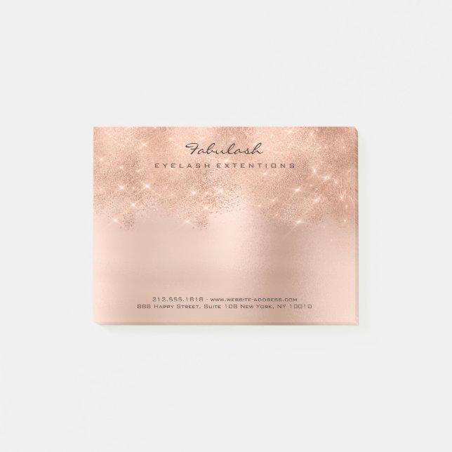 Minsta antal glitter  Rosa ros Guld-pulver Post-it Block (Framsida)