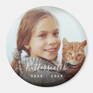 Minsta antal överlägg med vitt skript Pet Namn Magnet