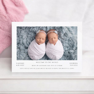 Minsta aviseringskort för foto-twin spädbarn meddelande