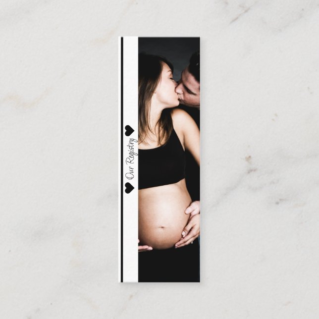 Minsta bild baby shower registreringskort mini visitkort (Framsida)