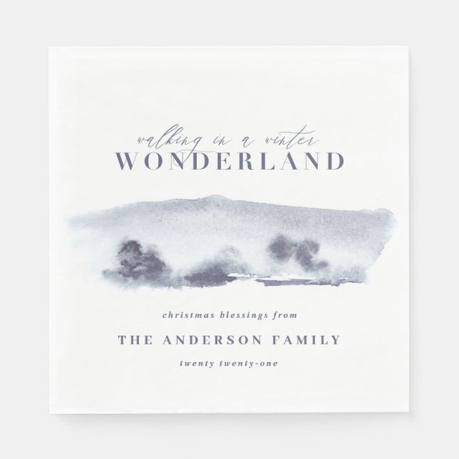 Minsta blå abstrakt, vattenfärg jul party pappersservett (Framsidan)