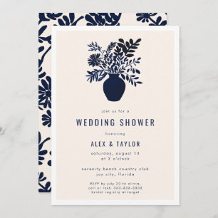 Minsta blå Möhippa för botaniska Boho Flowers Blue Inbjudningar