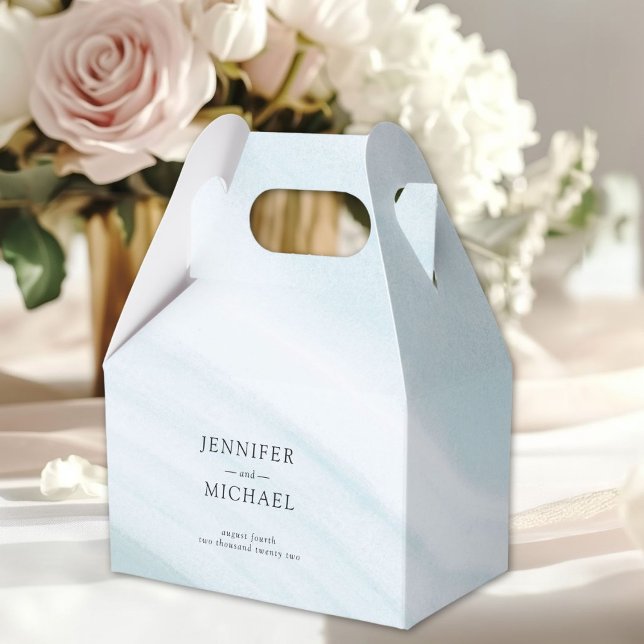Minsta blå och vit marmor av elegant presentaskar (Elegant minimal blue and white marble favor boxes)