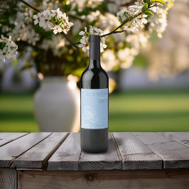 Minsta blåa Blommigt Vin-etikett Vinflaska Etikett