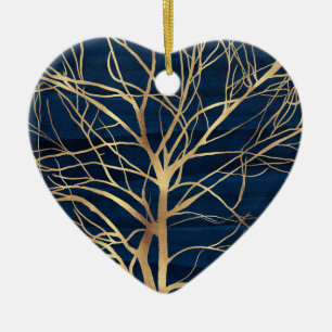 Minsta blåa design i modern Guld Träd Julgransprydnad Keramik