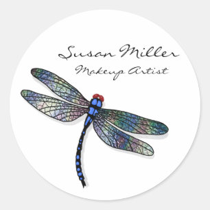 Minsta blåa Dragonfly Runt Klistermärke