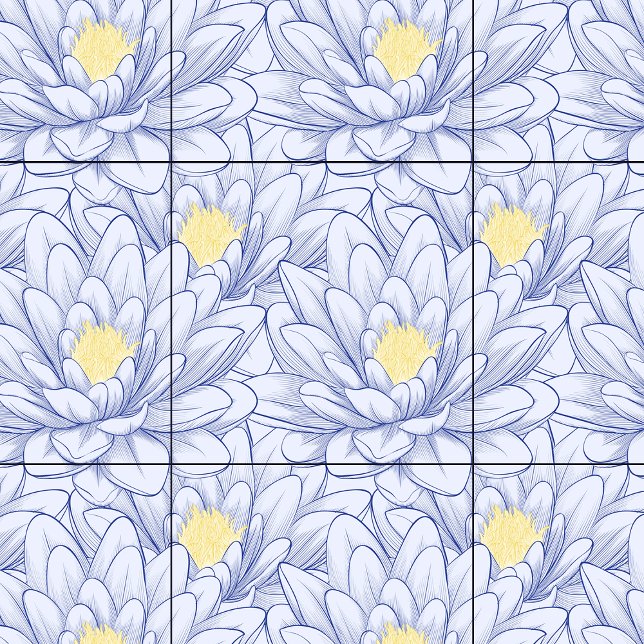 Minsta blåvita Blommigten Botaniskt lantbruk Kakelplatta (Minimal Blue White Floral Botanical Farmhouse Ceramic Tile)