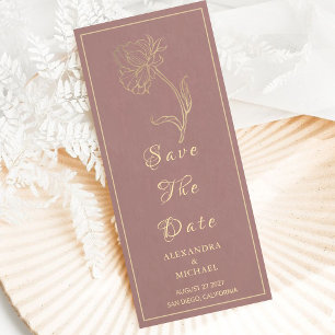 Minsta blomkalligrafi i Guld spara datumet