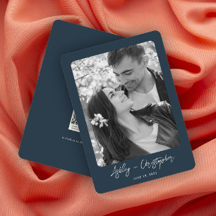 Minsta Blommigt Blåfoto Bröllop i botaniska marinf Spara Datumet