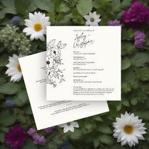 Minsta Blommigt Botanical Mjölk White Bröllop Program