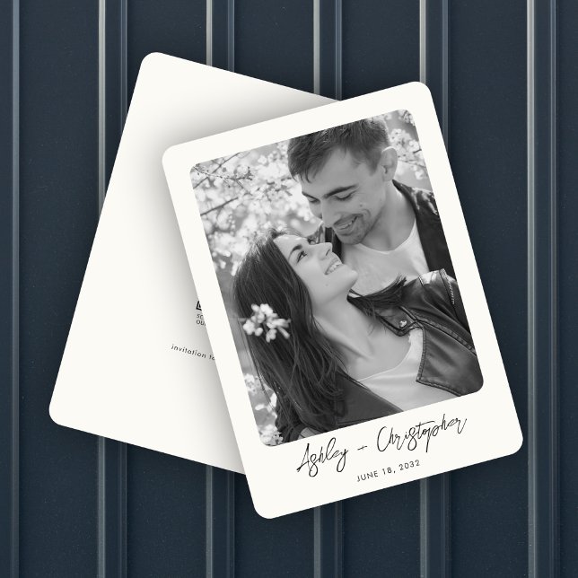 Minsta Blommigt Botanical Mjölk White Photo Bröllo Spara Datumet (Skapare uppladdad)