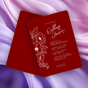 Minsta Blommigt Botanical Ruby Red Möhippa Inbjudningar