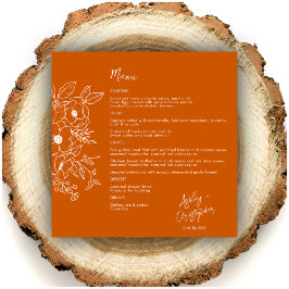 Minsta Blommigt Botaniskt bränd Orange Bröllop Meny