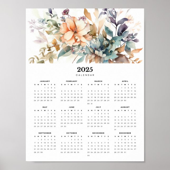 Minsta Blommigt för 2025-väggskalender - Bouquet P Poster (Framsidan)