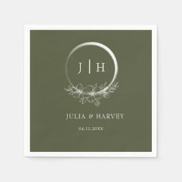 Minsta bohemiska Oliv grönt Bröllop Pappersservett