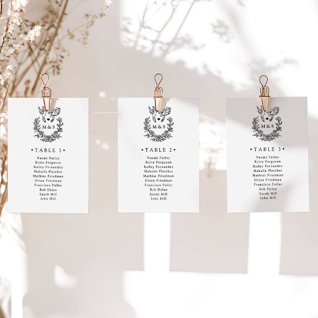 Minsta botaniska duvor med Bröllop Bord-kort (Skapare uppladdad)