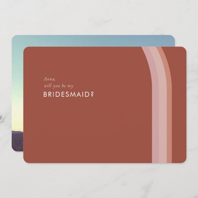 Minsta Bridesmaid-visitkort för Desert Röd ros Inbjudningar (Fram/baksida)