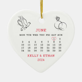 Minsta Bröllop-datum, påskrivet 2024 Julgransprydnad Keramik