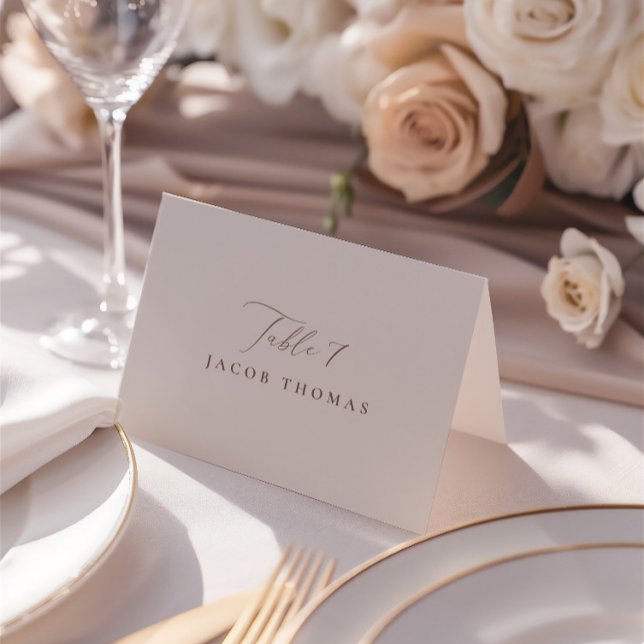 Minsta Bröllop-monteringskort för elegant Bordsnummer (Elegant Ivory Minimalist Wedding Place Card)