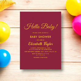 Minsta Chic Burgundy och Guld Elegant Baby Shower Inbjudningar