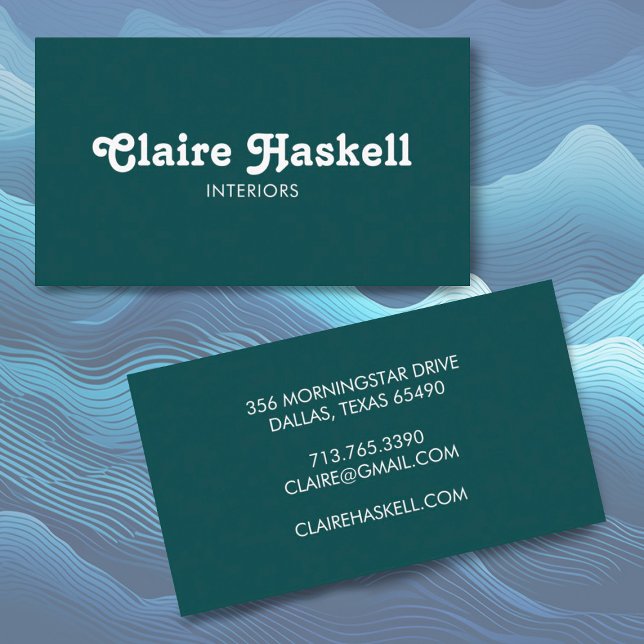 Minsta Chic för blå skalvit i Finare-skript Visitkort (Fun font custom business cards in a teal green. Add your own text to make it shine
)