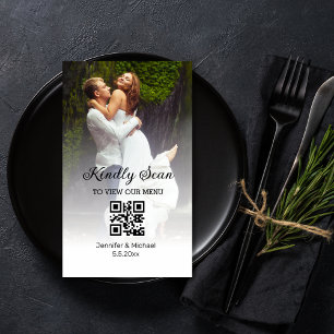 Minsta chic qr-menyfotokort för bröllop anteckningskort