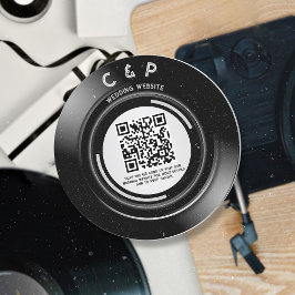Minsta Chic Retro Vinyl Record Bröllop QR-kod Julkort