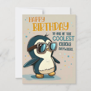 Minsta Chick Penguin-födelsedagskort Julkort