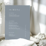Minsta dammiga blå Bröllop MENU Meny<br><div class="desc">Den här eleganten,  de moderna menykorten i bröllop eller menykorten för repetitionsmiddagar har en enkel dammig blå bakgrund och vit textdesign. Lägg till initialer eller monogram för att göra dem helt egna.</div>