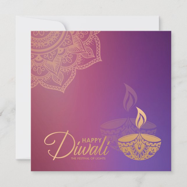 Minsta dekorerade Lycklig Diwali-kort för Ro guld Kort (Framsida)