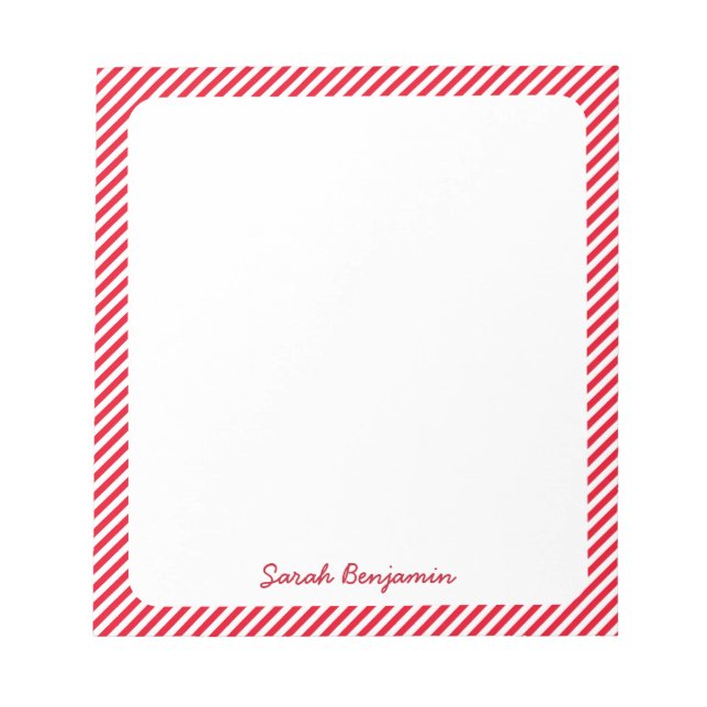 Minsta Elegant för Red and White Stripe Santa's Li Anteckningsblock (Framsida)