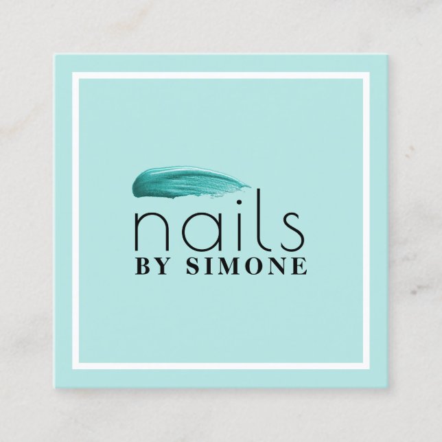Minsta elegant för turkos nagel-polisens slaglängd fyrkantigt visitkort (Framsida)