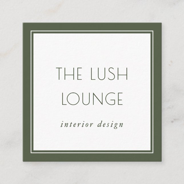 Minsta Elegant Grönt Ram Gräns Affärskort Fyrkantigt Visitkort (Framsida)