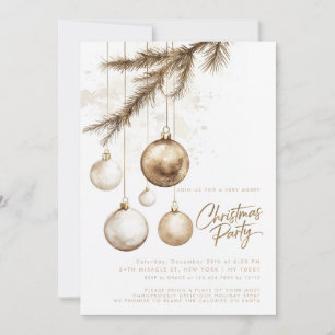 Minsta Elegant Guld Ornaments Baubles jul Inbjudningar