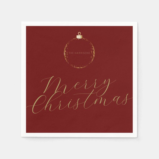 Minsta Elegant Jul Bauble Faux Gold Foil Pappersservett (Framsidan)