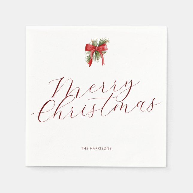 Minsta Elegant Julrött och Grönt - Foliage Pappersservett (Framsidan)