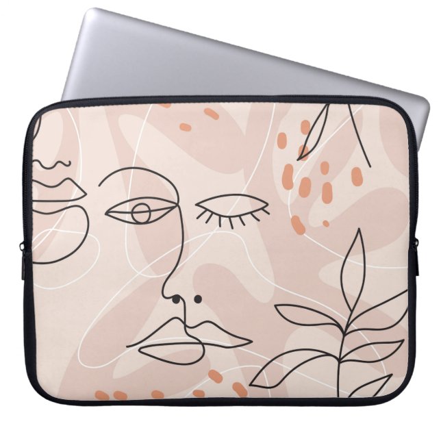 Minsta elegant sömlös mönster med en linjedra laptop fodral (Framsidan)