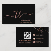 Minsta elegant svart monogram initialer i ro guld