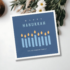 Minsta enkla blå Gult ljus Lycklig Hanukkah Pappersservett
