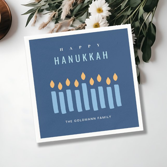 Minsta enkla blå Gult ljus Lycklig Hanukkah Pappersservett (Skapare uppladdad)