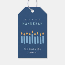 Minsta enkla blå Gult ljus Lycklig Hanukkah Presentetikett