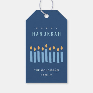 Minsta enkla blå Gult ljus Lycklig Hanukkah Presentetikett
