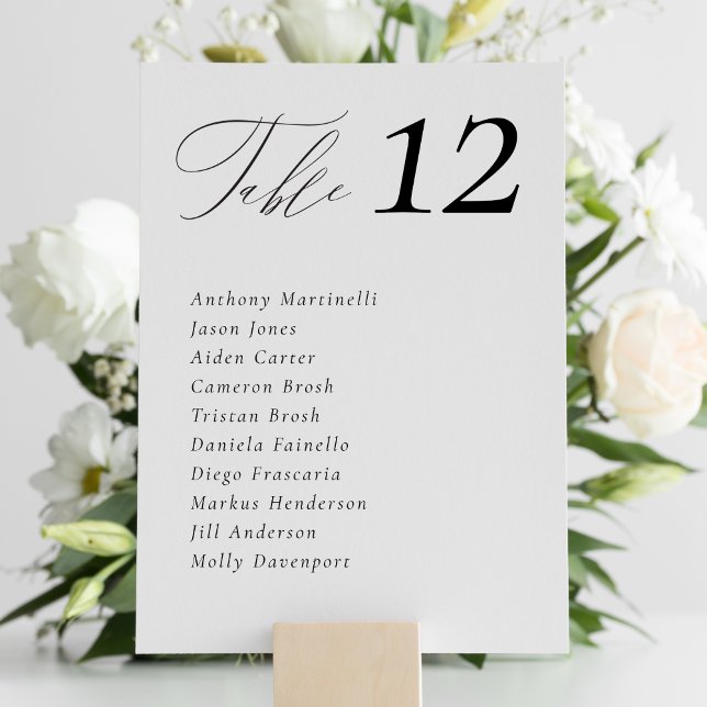 Minsta enkla sittplatskort för Bröllop Bord Inbjudningar (This elegant table seating chart card features a handwritten calligraphy script )