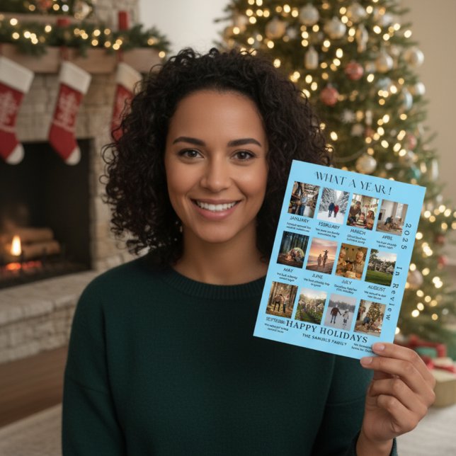 Minsta Familj Foto Årsöversikt Julkort (Skapare uppladdad)