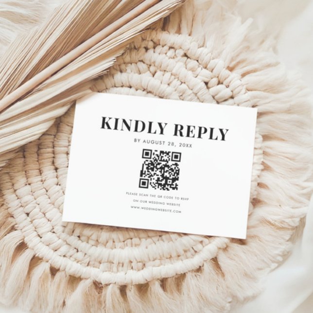Minsta feta Elegant QR-kod Bröllop OSA Kort (Skapare uppladdad)